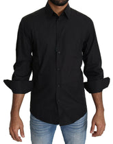 Dolce & Gabbana Black Cotton Formal Dress Men Top Shirt -   -  Dolce & Gabbana.